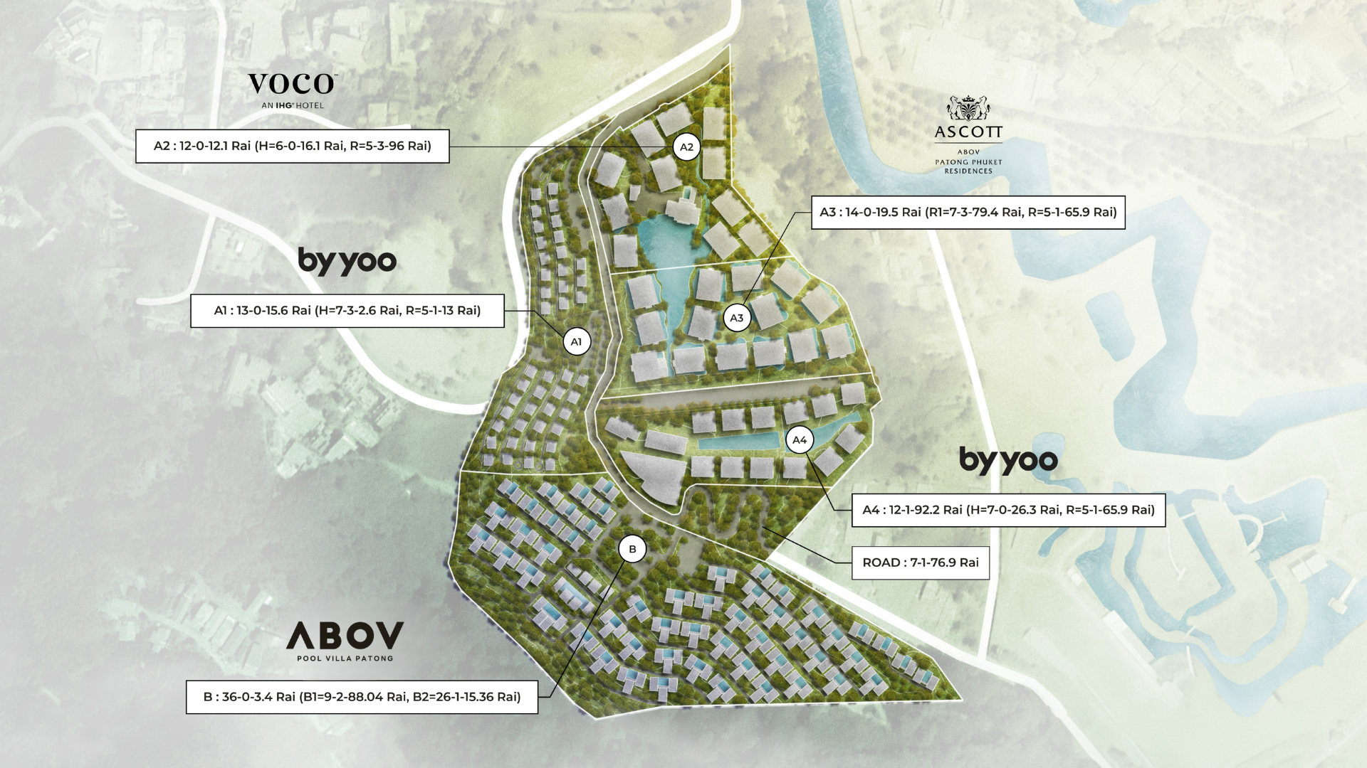 ABOV Patong overall masterplan — zones A1, A2, A3, A4 and B